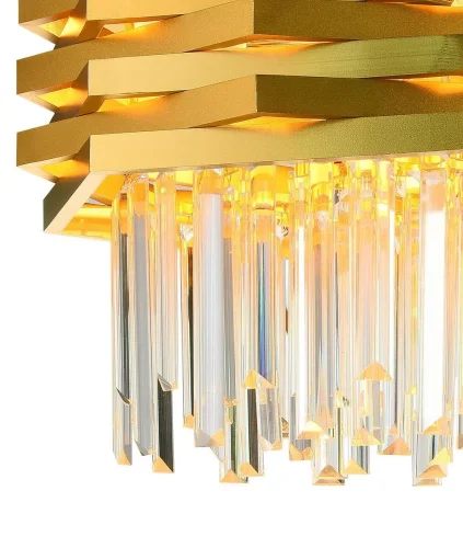 Люстра подвесная SPEAR 76013/5C GOLD Natali Kovaltseva прозрачная золотая на 5 ламп, основание золотое в стиле модерн  фото 3